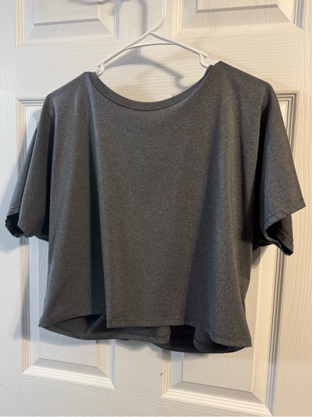 Boxy Short Sleeve Crop Top - Gray
